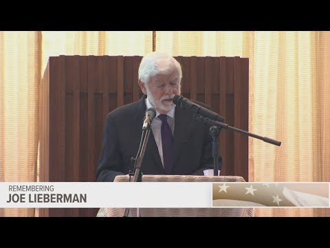 Former US Sen. Dodd speaks at funeral services for Joe Lieberman